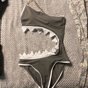 NEW Shark bite monokini bathing suit bikini small 0/2